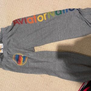 Aviator Nation Gray Sweatpants with Multicolor Logo